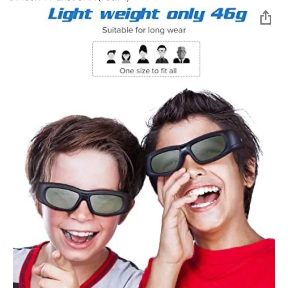 SainSonic Active 3D glasses. Rechargeable Bluetooth brand New nWT black